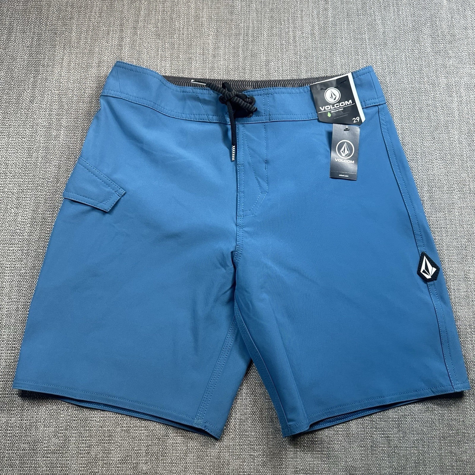 Volcom Mod-Tech Board Shorts Mens 29 Blue Stretch Drawstring Surf Swim Beach Nwt